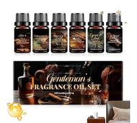 Men’s Fragrance Oil Set - 6 Natural Aromatherapy Scents, Cold Pressed Blend | Long Lasting Diffuser Oils for Air Freshener, Home, Office, Car, Spas, Sauna Use and DIY Use