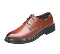 Men’s Lace Up Leather Oxford Shoes Round Toe Anti Slip Formal Business Office Work Dress Footwear for Daily Use(Brown,43 EU)