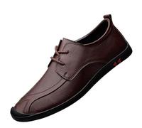 Men’s Modern Lace-Up Leather Oxford Shoes Low Top Formal Dress Party Shoes Comfortable & Stylish(Brown,38 EU)