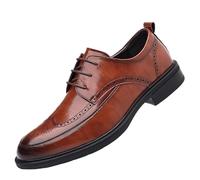 Men’s Modern Vintage Brogue Leather Shoes Low Top Casual Dress Shoes for Prom & Formal Events(Brown,41 EU)