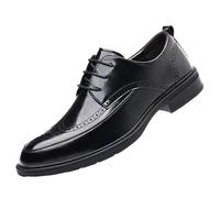 Men’s Modern Vintage Brogue Leather Shoes Low Top Casual Dress Shoes for Prom & Formal Events(Noir,39 EU)