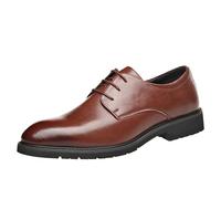 Men’s Orthopedic Comfort Lace Up Oxford Shoes PU Leather Pointed Toe Low Top Business Dress Shoes(Brown,40 EU)
