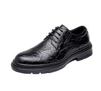 Men’s Round Toe Height Increase Oxford Shoes Black Leather Lace Up Formal Business Dress Shoes(38 EU)