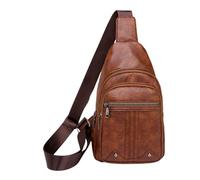 Men’s Sling Shoulder Bag - Stylish PU Leather Chest Pack | Small Travel Day Bag with Adjustable Strap, Casual crosbody Messenger for Shopping, Cycling, Hiking, Work, Compact Portable Accessory