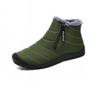 Men’s Snow Boots - Warm Plush Lined, Waterproof Cloth Upper, Easy Slip-On Outdoor Boots with Non-Slip Rubber Sole (Green,44)