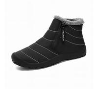 Men’s Snow Boots - Warm Plush Lined, Waterproof Cloth Upper, Easy Slip-On Outdoor Boots with Non-Slip Rubber Sole (Black,41)