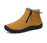 Men’s Snow Boots - Warm Plush Lined, Waterproof Cloth Upper, Easy Slip-On Outdoor Boots with Non-Slip Rubber Sole (Yellow,37)