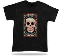 Men' S Tshirt tee Shirt Birthday Gift Idea Floral Skull Mexican Day of The Dead Black S
