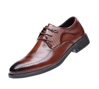Men’s Vintage Lace Up Leather Oxford Shoes Height Increase Non Slip Fashionable Office Business Footwear(Brown,40 EU)