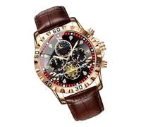 Men s Watches, Waterproof Watch, Metal Case PU Leather Reinforced Glass Analog Display Moon Phase Waterproof Design, Wrist Clock for Work Fishing Sports Mountaineering Activities