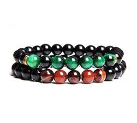 Men Set Bracelet Homme Jewelry 8MM Natural Stone Gold Silver color Micro-inlaid Zircon CZ Ball Beaded Bracelets-23_23cm