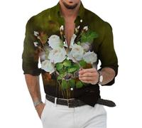 Men Shirt Men Casual Vintage Fashion Longsleeve Shirt Men Urban Youth Temperament Shirt Men Digital Printing Trend Longsleeve Tops A-18 XL