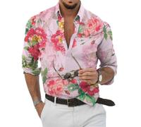 Men Shirt Men Casual Vintage Fashion Longsleeve Shirt Men Urban Youth Temperament Shirt Men Digital Printing Trend Longsleeve Tops A-12 XL