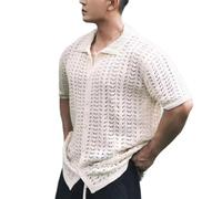 Men Short Sleeve Mens Casual T-Shirt Mens Sleeveless Knitwear Mens Fashion T-Shirt Mens Knitted Tops Mens Solid Color T-Shirt F-Apricot M