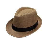 Men Straw Jazz Hat Womens Mens Classic Fedora Trilby Panama Hats Summer Beach UV Protection Sun Visor Hat Men Short Brim Outdoor Summer Cowboy Hats Cap