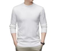 Men Sweater Comfortable Weich Classic Men Long Sleeve Pullover Daily Wear and Tear Work All-Match Men Knitted Tops Solid Color Casual High Collar Men Long Sleeve Sweater C-White M