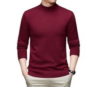 Men Sweater Youth Temperament Men Trend Knitwear Slim Fit Soft Comfortable Men Knit Sweater Casual Fashion Men All-Match Long Sleeve Sweater K-Wine Red L