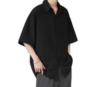 Men T-Shirt Men Short Sleeve Men Solid Color T-Shirt Men Striped T-Shirt Men Business Casual T-Shirt Men Fashion T-Shirt C-Black 3XL