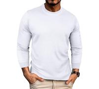 Men T-Shirt Men's Casual T-Shirt Men's Classic Comfortable Shirt Men's Fashion Solid Color Longsleeve T-Shirt Men's Longsleeve Tops H-White L
