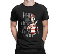 Men T Shirts Hiding In The Dark Waldo Cotton Tees Wheres Wally Parody 90s Comic Stripes Wanted T Shirts Big Size Black 3XL