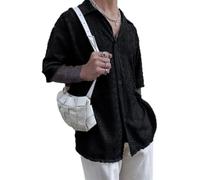 Men Tank Top Summer Solid Colour Hollow out Men Knitwear Sleeveless Round Neck Hip Hop Trend Men Tops Striped Loose Vintage All-Match Men Vest B-Black 3XL