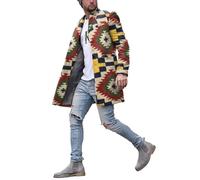 Men Tweed Coat Regular Fit Stand Up Collar Long Sleeve Coat Unique Print Casual Coat Spring Autumn Jacket Street Style Men Transition Jacket XLDY-14 M