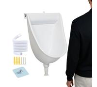 Men Urinal - Wall Mounted Manual Flush Toilet, Heavy Duty 1600g PP Basin, Integrated Drainage Tubing Gear | Portable Hygiene Station For Dormitory Residential Bathroom Outdoor Yard Plumbing Item
