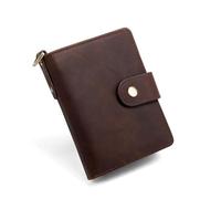 Men Wallets Mens Wallet with Coin Bag Zipper Small Mini Wallet Purses Slim Money Bag(Brown)