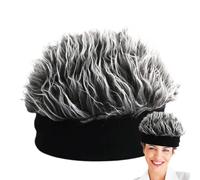 Men Wig Hat - Spiked Hair Fleece Lining Knitted Cap | Elastic Short Hair Hip Hop Wig Hat for Cosplay, Daily Wear, Party, Stage Performance, Winter Warm Beanie Costume Accessory