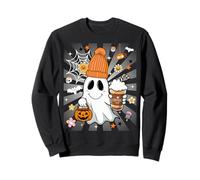 Men Women Autumn Cute Spooky Ghost Drinking Coffee Halloween Sudadera