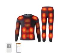 Men Women Heated Underwear Set with App and Remote Control, 32 Zones USB Electric Heating Base Layer with Fleece Lined,L
