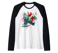 Men Women Horror Scary Blood Halloween Zombie Fans Thriller Camiseta Manga Raglan