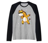 Men Women Kids Cool Giraffe Dabbing Animals Wildlife Parties Camiseta Manga Raglan