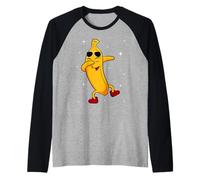 Men Women Kids Cool Yellow Banana Dabbing Fruit Parties Camiseta Manga Raglan