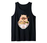 Men Women Kids Cute Capybara Eating Ramen Japanese Noodles Camiseta sin Mangas