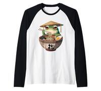 Men Women Kids Cute Frog Eating Ramen Japanese Noodles Camiseta Manga Raglan