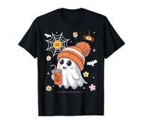 Men Women Kids Cute Ghost Drinking Coffee Spooky Halloween Camiseta