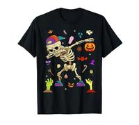 Men Women Kids Dabbing Skeleton Pumpkin Spooky Halloween Camiseta