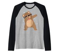 Men Women Kids Funny Bear Dabbing Animals Wildlife Parties Camiseta Manga Raglan