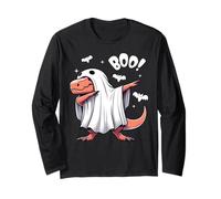 Men Women Kids Funny Dabbing Dinosaur Spooky Halloween Boo Manga Larga