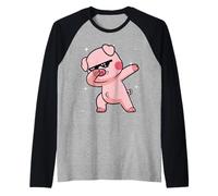 Men Women Kids Funny Pig Dabbing Animals Wildlife Parties Camiseta Manga Raglan