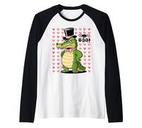 Men Women Kids Groovy Retro Funny Alligator Spooky Halloween Camiseta Manga Raglan