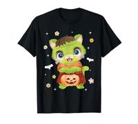 Men Women Kids Groovy Retro Pumpkin Cat Spooky Halloween Camiseta