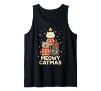 Men Women Kids Meowy Catmas Funny Christmas Cats Cat Lovers Camiseta sin Mangas