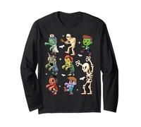 Men Women Kids Skeleton Zombies Funny Boo Spooky Halloween Manga Larga