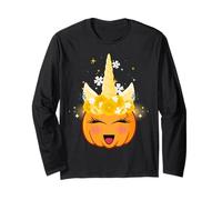 Men Women Kids Spooky Halloween Groovy Pumpkin Unicorn Boo Manga Larga