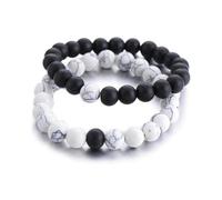 Men Women Lava Bracelet Beads Bracelet Bangle Stretch Stone Beads Bracelets Friendship Couples Gifts,Black and White