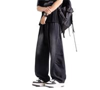 Men Y2K Baggy Jeans Wide Leg Hip Hop Denim Pants Loose Fit Casual Streetwear Skateboard Stylish Long Trousers(Negro,5XL)