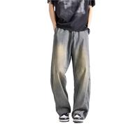 Men Y2K Baggy Jeans Wide Leg Hip Hop Denim Pants Loose Fit Casual Streetwear Skateboard Stylish Long Trousers(Azul,8XL)