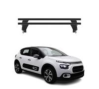 Menabo - Baca básica compatible con Citroën C3 mk4 / e-C3 2024-2025, aluminio, 50 kg, color negro, 2 piezas, sin rieles para portabicicletas, cajas de techo, portaesquís, con cerradura